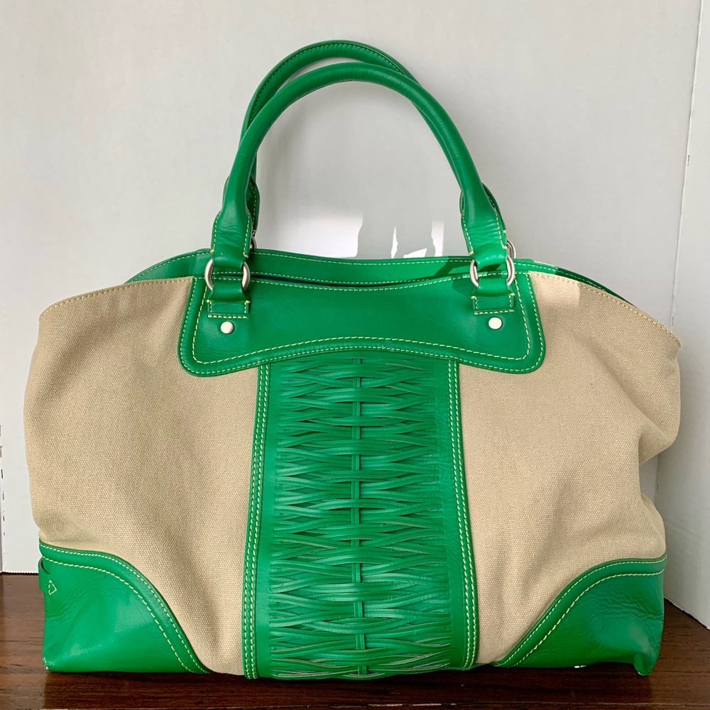 Cole Haan Woven Leather and Canvas handbag/tote